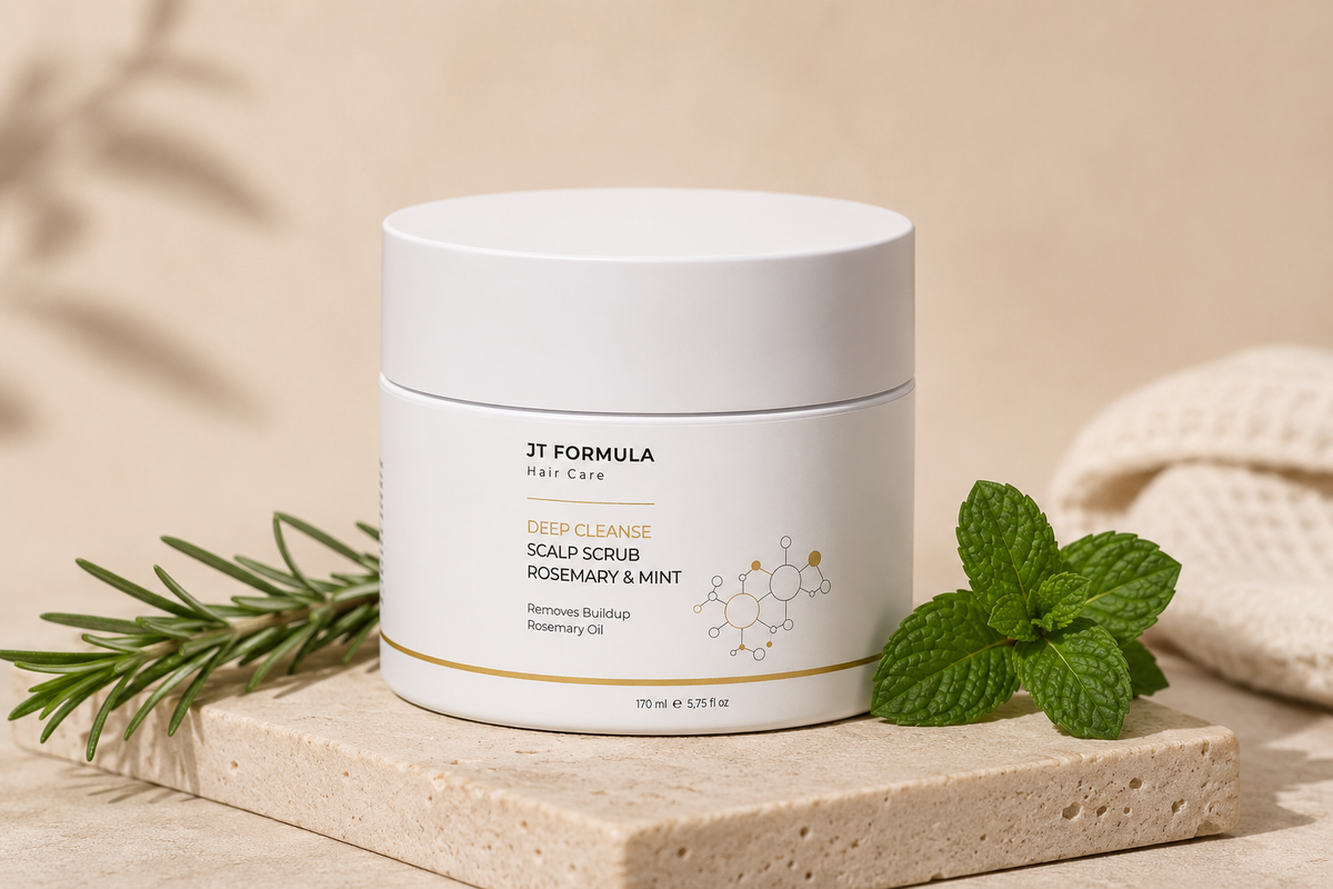 JT Formula Diepreinigende hoofdhuid scrub met rozemarijn & munt